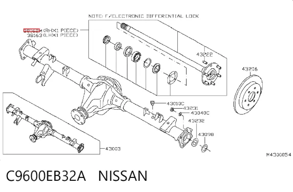 Піввісь задня, права C9600EB32A Nissan/Infiniti
