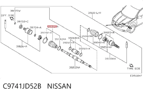Пильник ШРКШа внутрішній лівий C9741JD52B Nissan/Infiniti