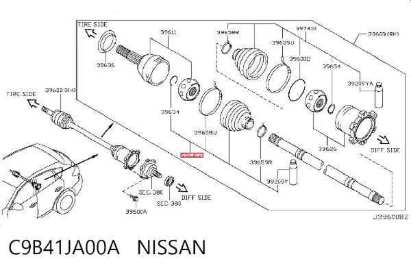 Пильник ШРКШа зовнішній, задньої піввісі C9B41JA00A Nissan/Infiniti