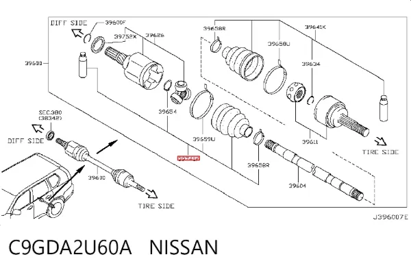 Пильник ШРКШа внутрішній, задньої піввісі C9GDA2U60A Nissan/Infiniti