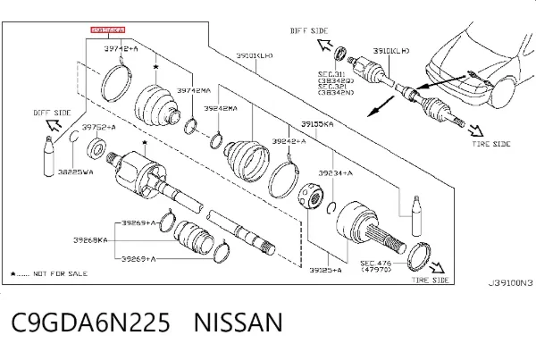 Пильник ШРКШа внутрішній, правий C9GDA6N225 Nissan/Infiniti