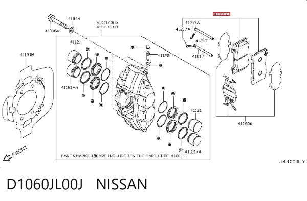 Передні тормозні колодки D1060JL00J Nissan/Infiniti