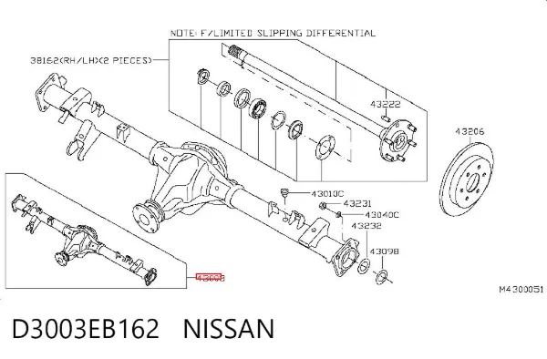 Міст задній в зборі D3003EB162 Nissan/Infiniti