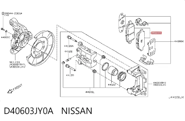 Задні гальмівні колодки D40603JY0A Nissan/Infiniti