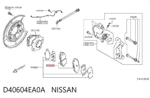 Задні гальмівні колодки D40604EA0A Nissan/Infiniti