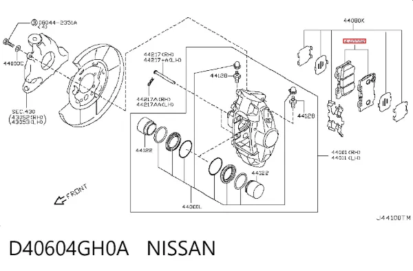 Задні гальмівні колодки D40604GH0A Nissan/Infiniti