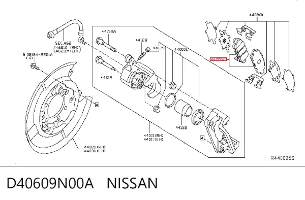 Задні гальмівні колодки D40609N00A Nissan/Infiniti