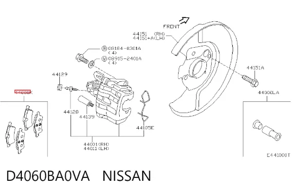 Задні гальмівні колодки D4060BA0VA Nissan/Infiniti