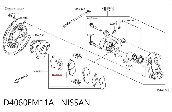 Задні гальмівні колодки D4060EM11A Nissan/Infiniti
