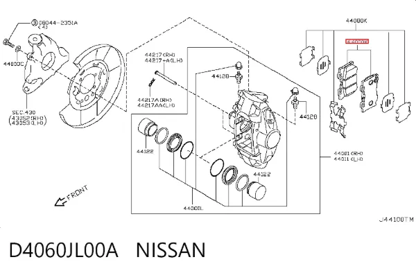 Задні гальмівні колодки D4060JL00A Nissan/Infiniti