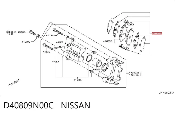 Пластина протискрипна кріплення гальмівної колодки, задня D40809N00C Nissan/Infiniti