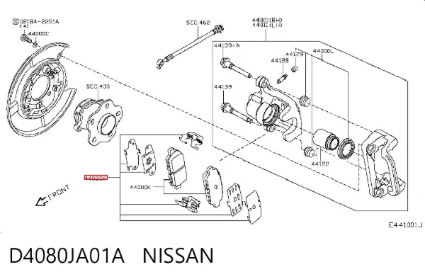 Задні гальмівні колодки D4080JA01A Nissan/Infiniti