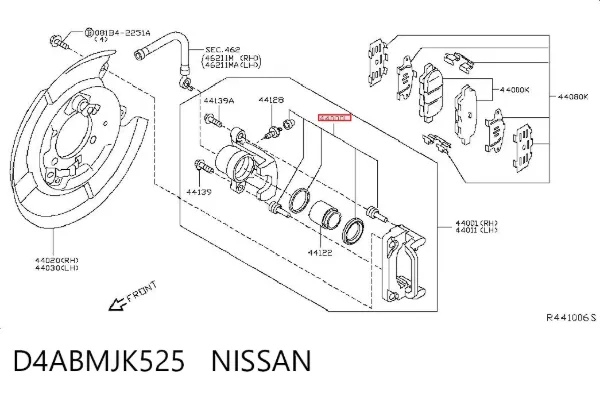 Ремкомплект супорту D4ABMJK525 Nissan/Infiniti