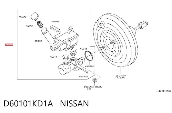 Головний гальмівний циліндр D60101KD1A Nissan/Infiniti