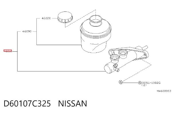 Головний гальмівний циліндр D60107C325 Nissan/Infiniti