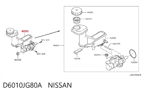 Головний гальмівний циліндр D6010JG80A Nissan/Infiniti