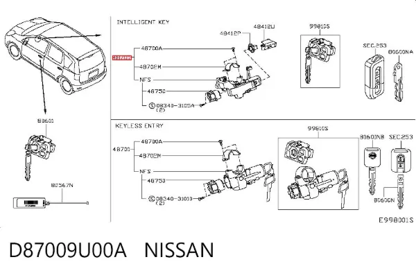 Замок запалювання Nissan Note E11