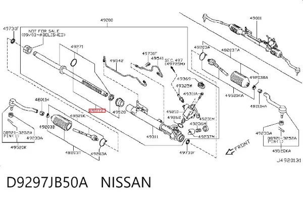 Ремкомплект рульової рейки Nissan Teana J32