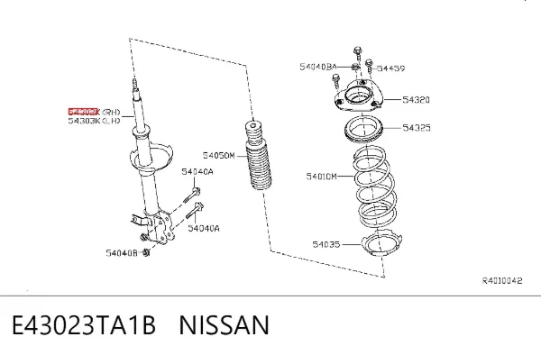 Амортизатор передній, правий Nissan Altima L33