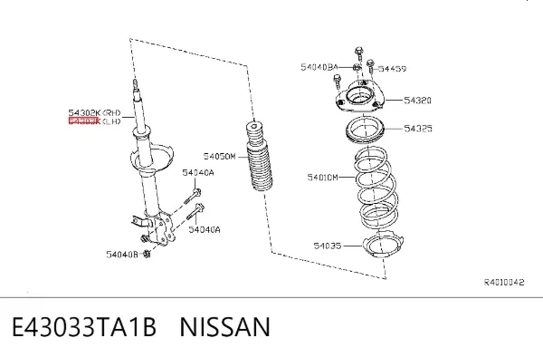 Амортизатора передній лівий Nissan Altima L33
