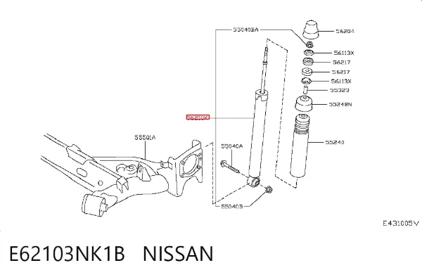 Амортизатор задній E62103NK1B Nissan/Infiniti