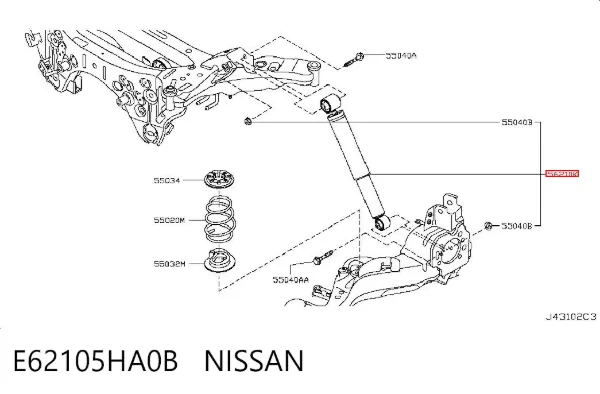 Амортизатор задній E62105HA0B Nissan/Infiniti