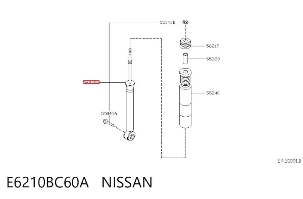 Амортизатор задній E6210BC60A Nissan/Infiniti