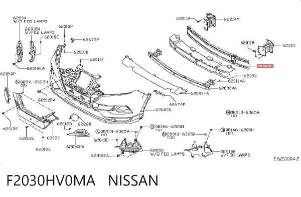 Підсилювач бампера переднього F2030HV0MA Nissan/Infiniti