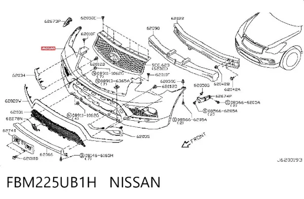 Передній бампер FBM225UB1H Nissan/Infiniti