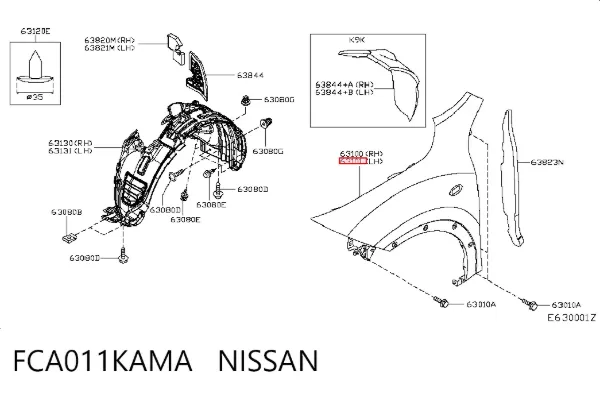 Крило переднє ліве FCA011KAMA Nissan/Infiniti