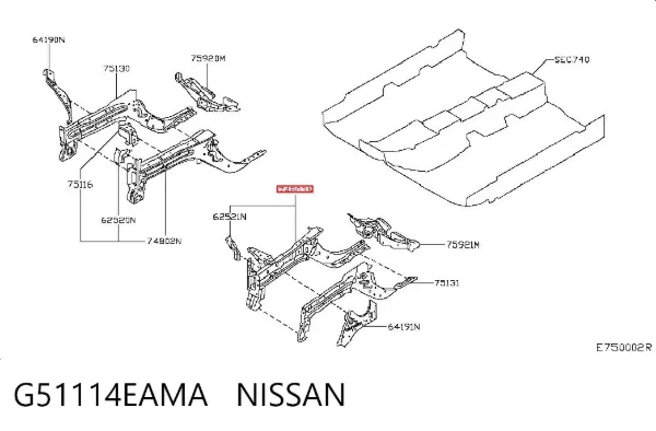 Лонжерон рами передній лівий G51114EAMA Nissan/Infiniti