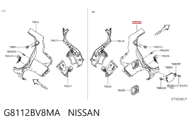 Крило заднє праве G8112BV8MA Nissan/Infiniti