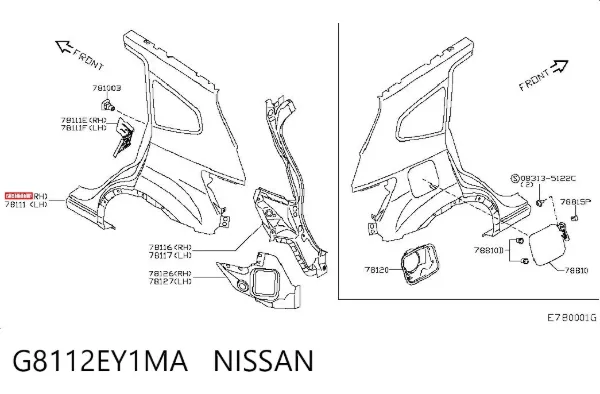 Крило заднє праве G8112EY1MA Nissan/Infiniti