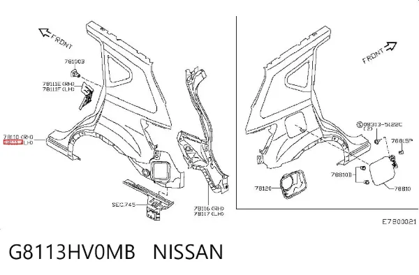 Крило заднє ліве G8113HV0MB Nissan/Infiniti