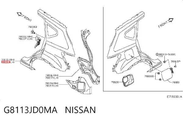 Крило заднє ліве G8113JD0MA Nissan/Infiniti