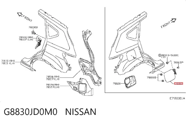 Лючок бензобака G8830JD0M0 Nissan/Infiniti
