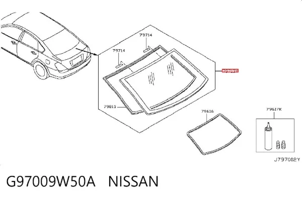 Заднє скло G97009W50A Nissan/Infiniti
