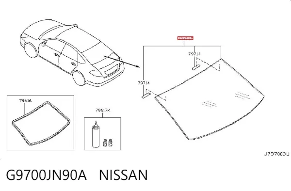 Заднє скло Nissan Teana J32