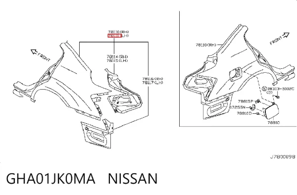 Крило заднє ліве GHA01JK0MA Nissan/Infiniti
