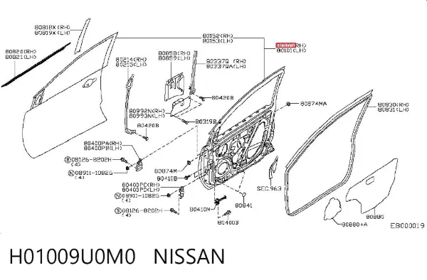 Двері праві передні Nissan Note E11