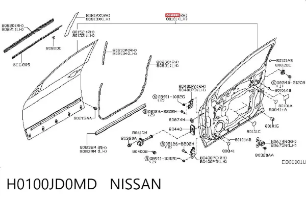 Двері праві передні H0100JD0MD Nissan/Infiniti