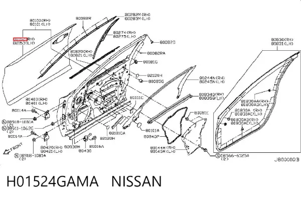 Двері праві передні H01524GAMA Nissan/Infiniti