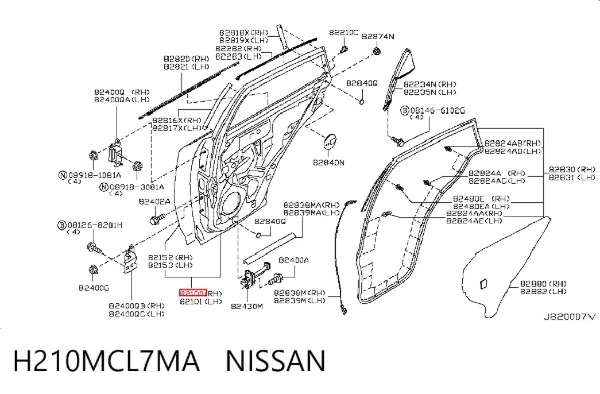 Двері задні, праві H210MCL7MA Nissan/Infiniti