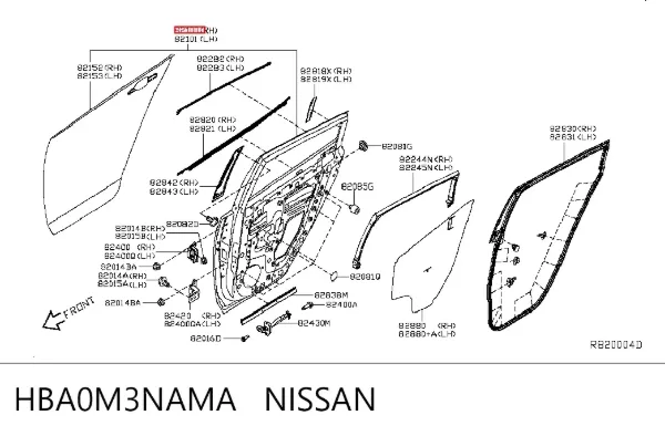 Двері задні, праві HBA0M3NAMA Nissan/Infiniti