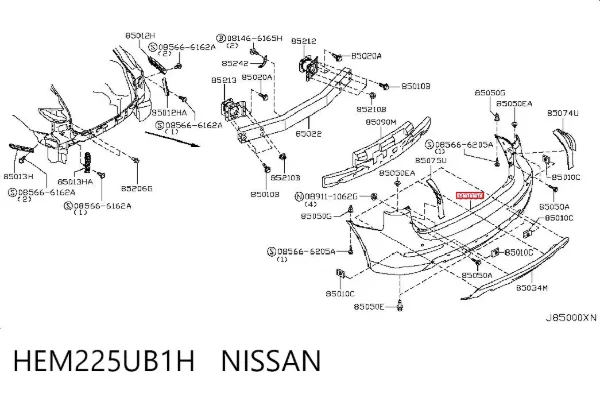 Задній бампер HEM225UB1H Nissan/Infiniti