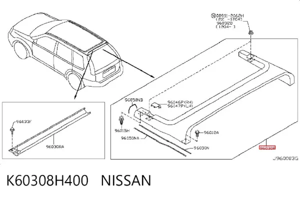 Спойлер 3/5-й, задніх дверей K60308H400 Nissan/Infiniti