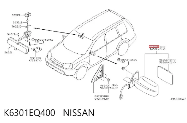 Дзеркало праве K6301EQ400 Nissan/Infiniti