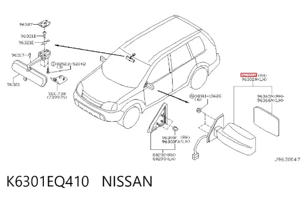 Дзеркало праве K6301EQ410 Nissan/Infiniti