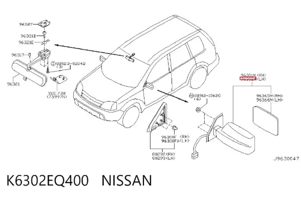 Ліве бокове дзеркало K6302EQ400 Nissan/Infiniti