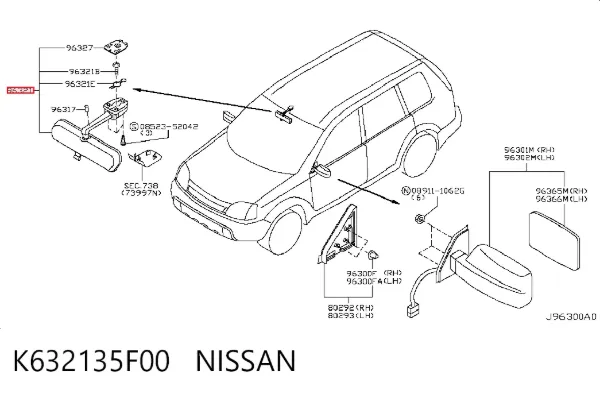 Дзеркало салону K632135F00 Nissan/Infiniti